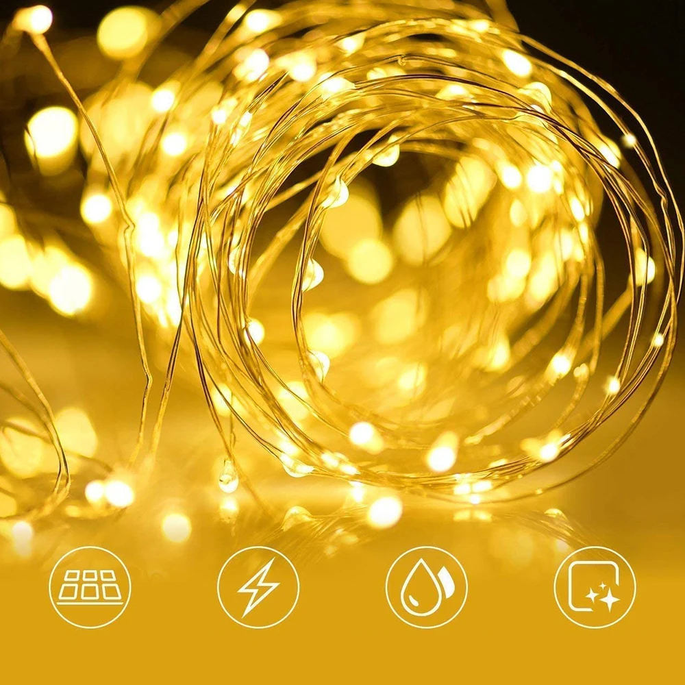 Горячая Водонепроницаемая медная проволочная гирлянда для отдыха на открытом