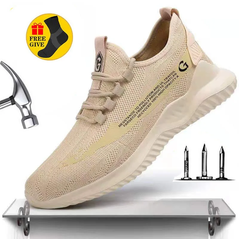 

2021 Brand Work Safety Shoes Fashion Breathable Lightweight Work Boots Men's Steel Toe Boots