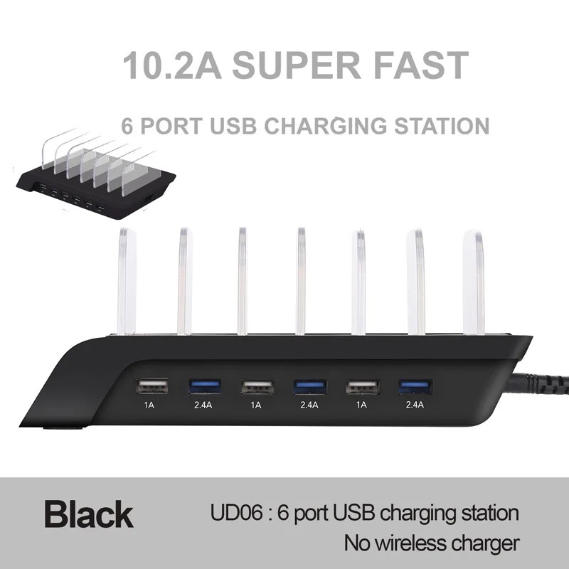 6 портов USB зарядное устройство концентратор настольная зарядка подставка 2.4A