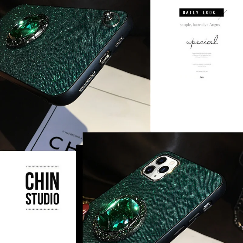 

Fox Fur Ball Ring Holder Kickstand Shell for Iphone 11 Pro Max Glitter Ice Silk Pattern Cover Case for IPhone 11 Cases