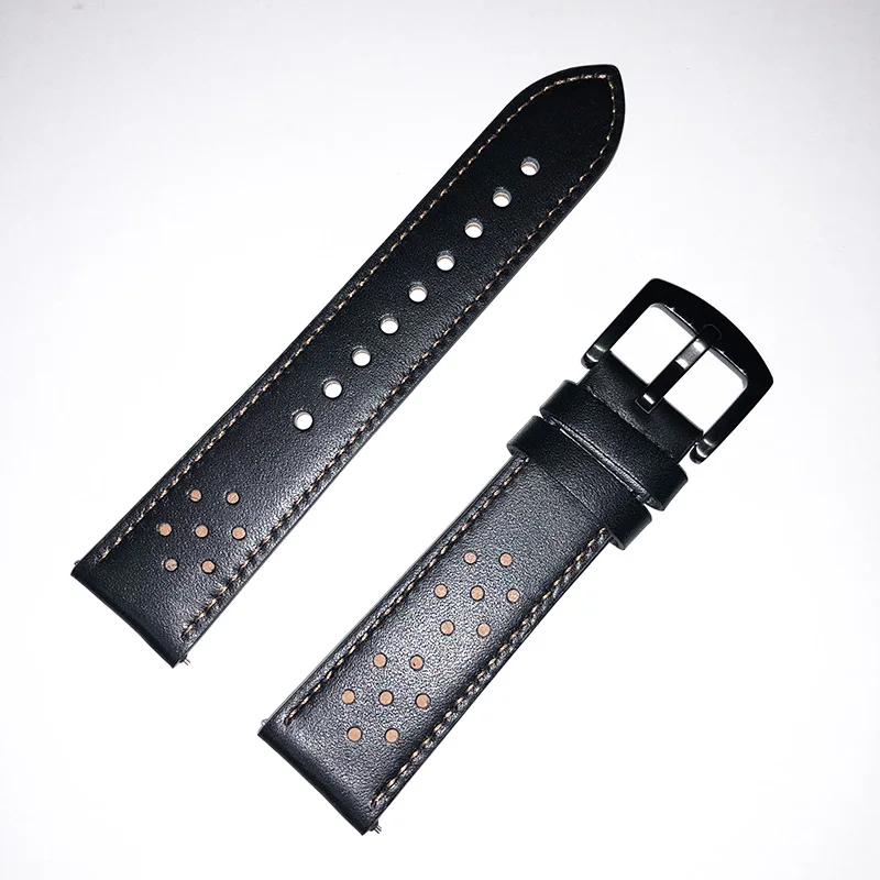 black Ремешок для часов samsung gear S3 frontier/classic/Galaxy Watch 46 мм из натуральной кожи 22 мм Amazfit для huawei GT браслет ремень - Цвет ремешка: black