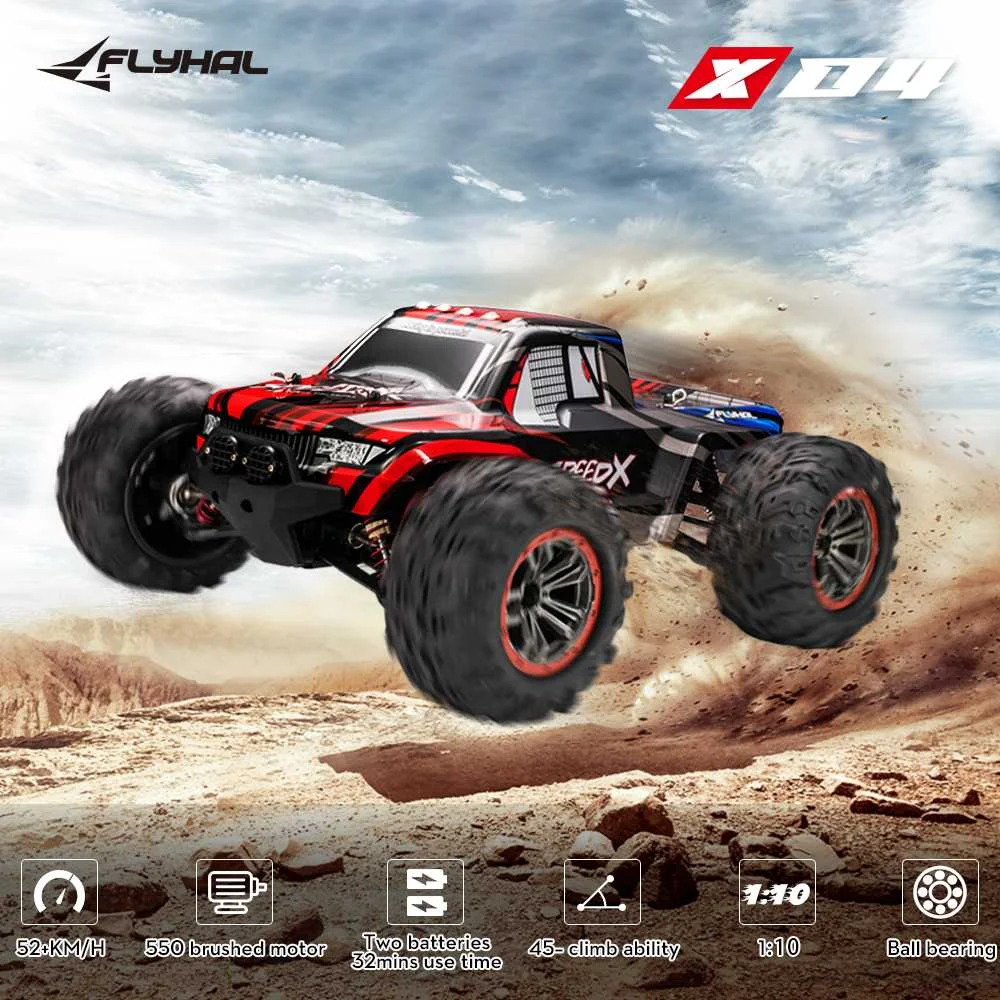 

FLYHAL X04 PRO RC Car 1/10 52km/h High Speed Drift Vehicle 32MPH Scale 4WD Off-Road Remote Control Auto For Boys Kids Gift Toys