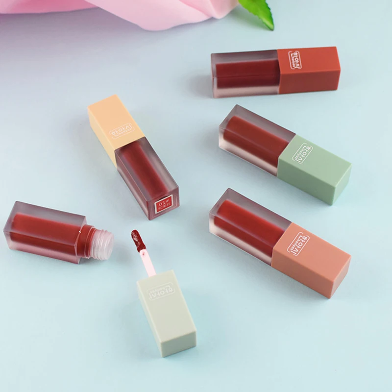 Waterproof Lip Glaze Set Matte No Smudging Non Sticky Cup Mild Mist Sense Moisturize Holding Makeup Long Lasting 5 Pcs |