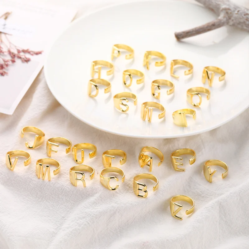 Новое модное Стильное кольцо для женщин золотистого цвета с надписью A Z открытие