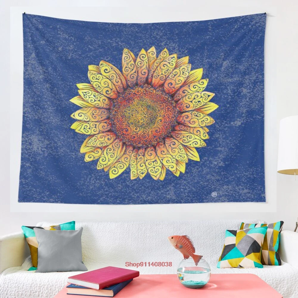 

Swirly Sunflower tapestry Art Tapestry Ins Tapestry Household Bedside Decoration Cloth Hanging Tapiz