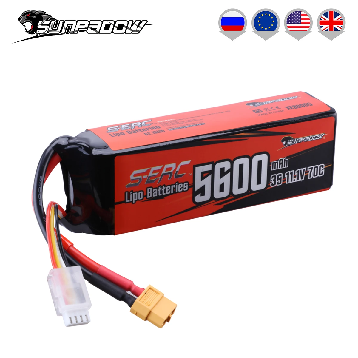 аккумулятор lipo sunpadow 111 в 3s 5600 мач 70c с ра
