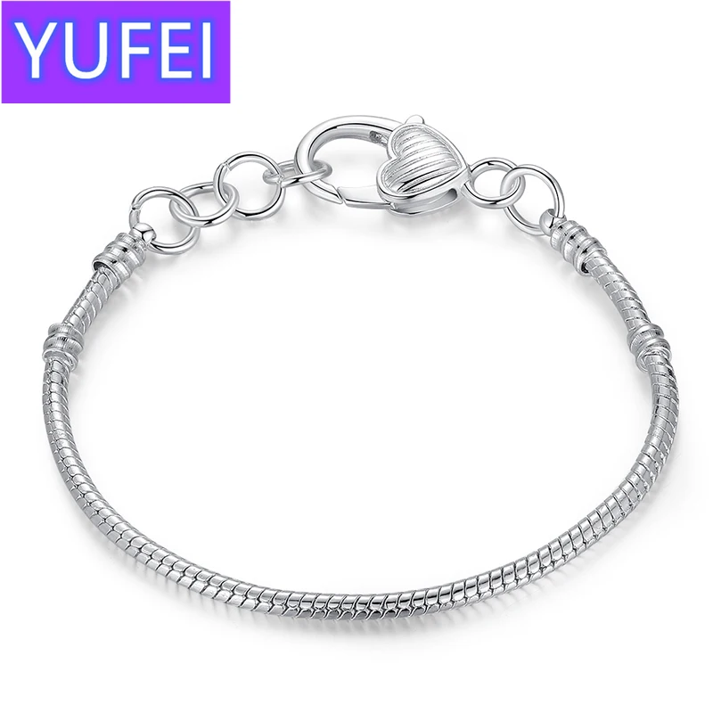 

YUFEI 5 Style Silver Color LOVE Snake Chain Bracelet & Bangle 16CM-21CM Pulseras Lobster PA1104