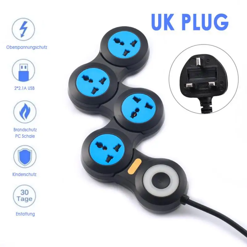 

2021 Multi-function Socket UK Plug 2 USB Charging Ports 5-hole Socket With Switch On Off Wall Charger Adapter Power Outlet White