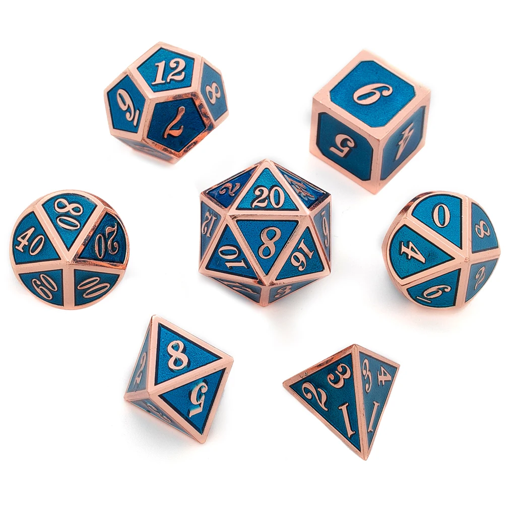CHENGSHUO набор костей для ролевых игр. Классический Медь голубого цвета с