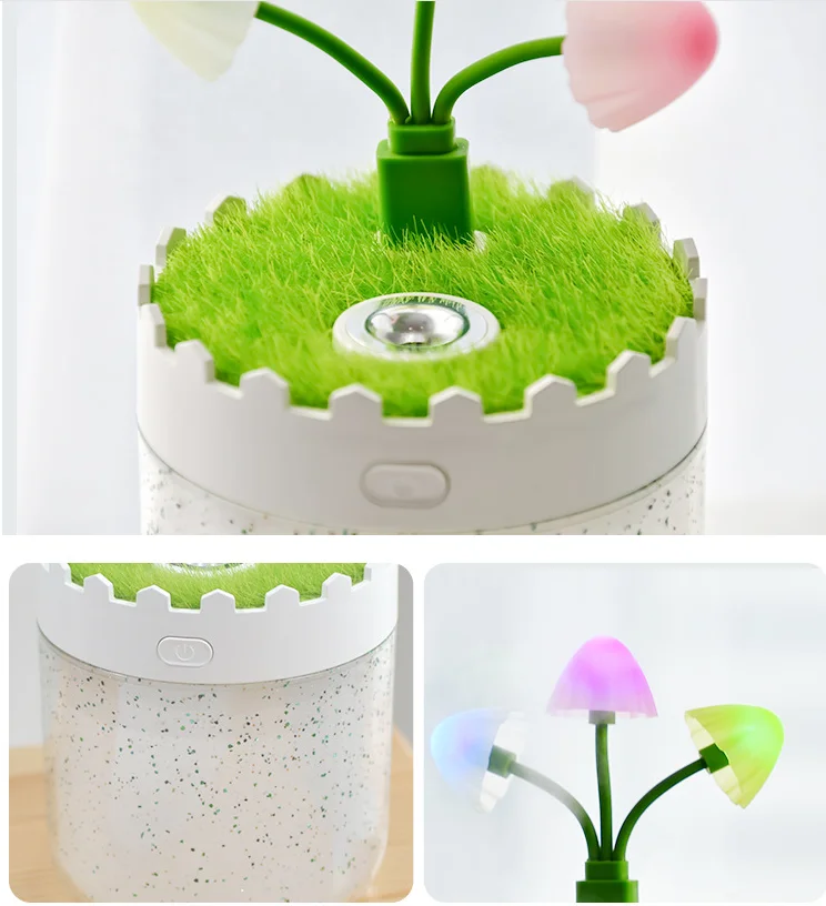 

New Landscape Grass humidifier creative mushroom colorful night light office USB ultrasonic spray water supplement