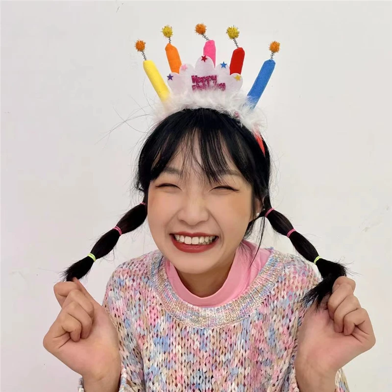 

INS Style Happy Birthday Crown Headband Candle Hair Decor Girl Photo Props For Kids Party Supplies