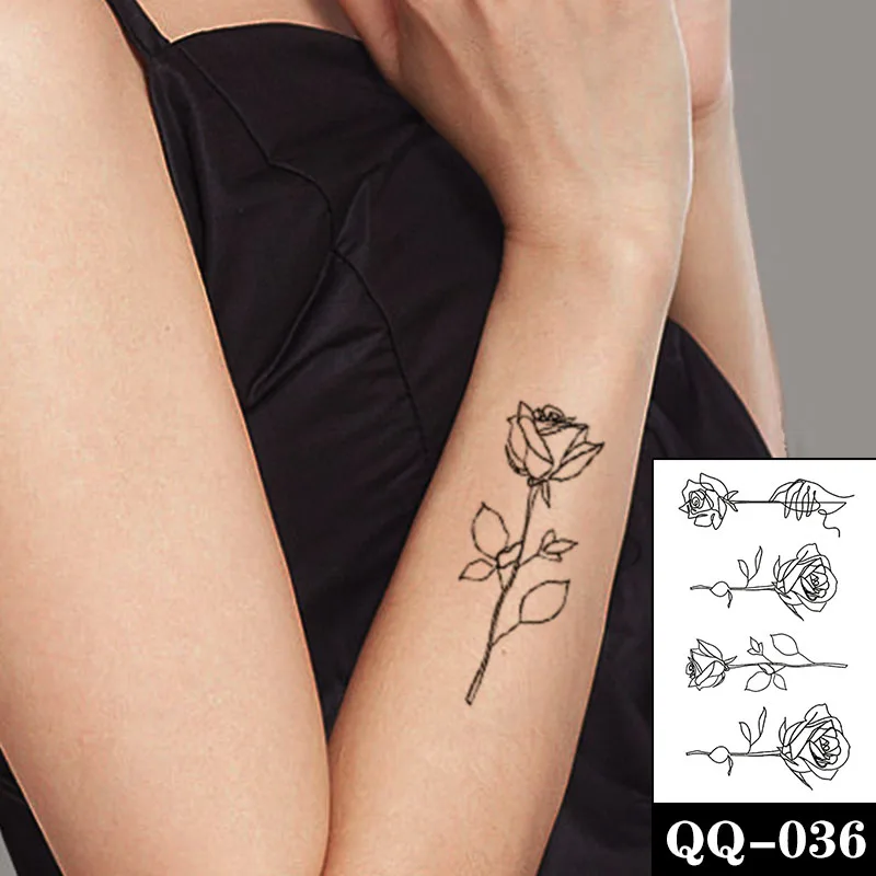 

Эскиз, розы, цветы, водостойкая Временная тату-наклейка, дизайн ручек, искусственные татуировки, тату для тела, для рук, груди, боди-арт для же...