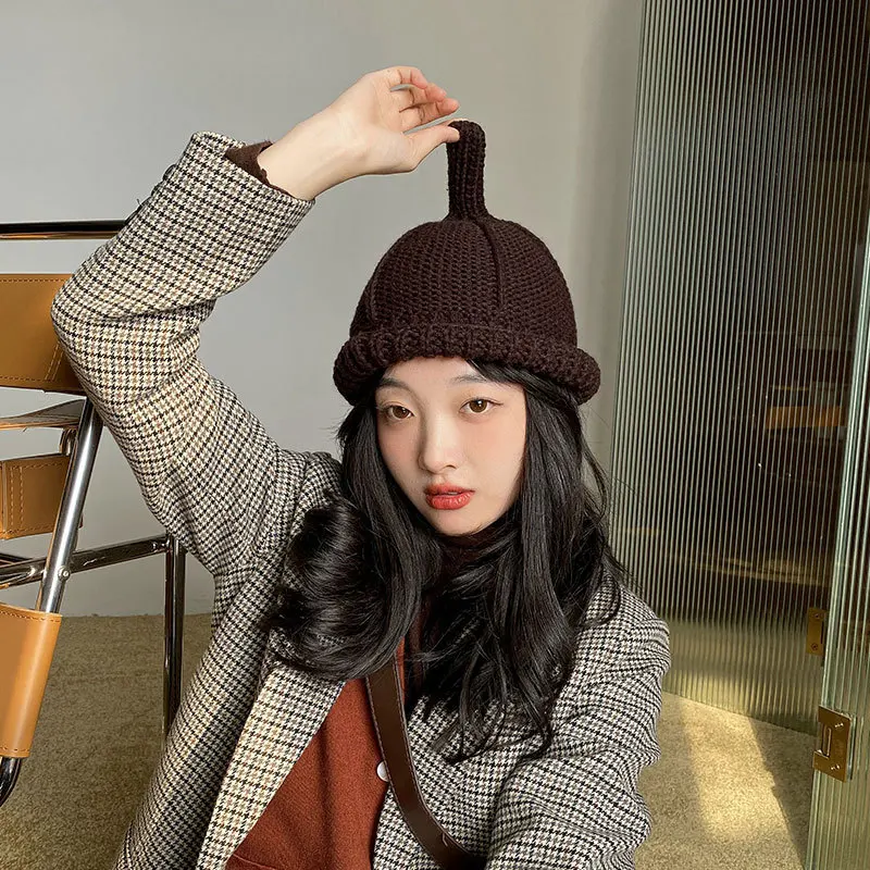 

Однотонные утолщенные шапки для сосков, женская зимняя модная шапка в полоску, шапочка, головной убор, новинка, шапочка