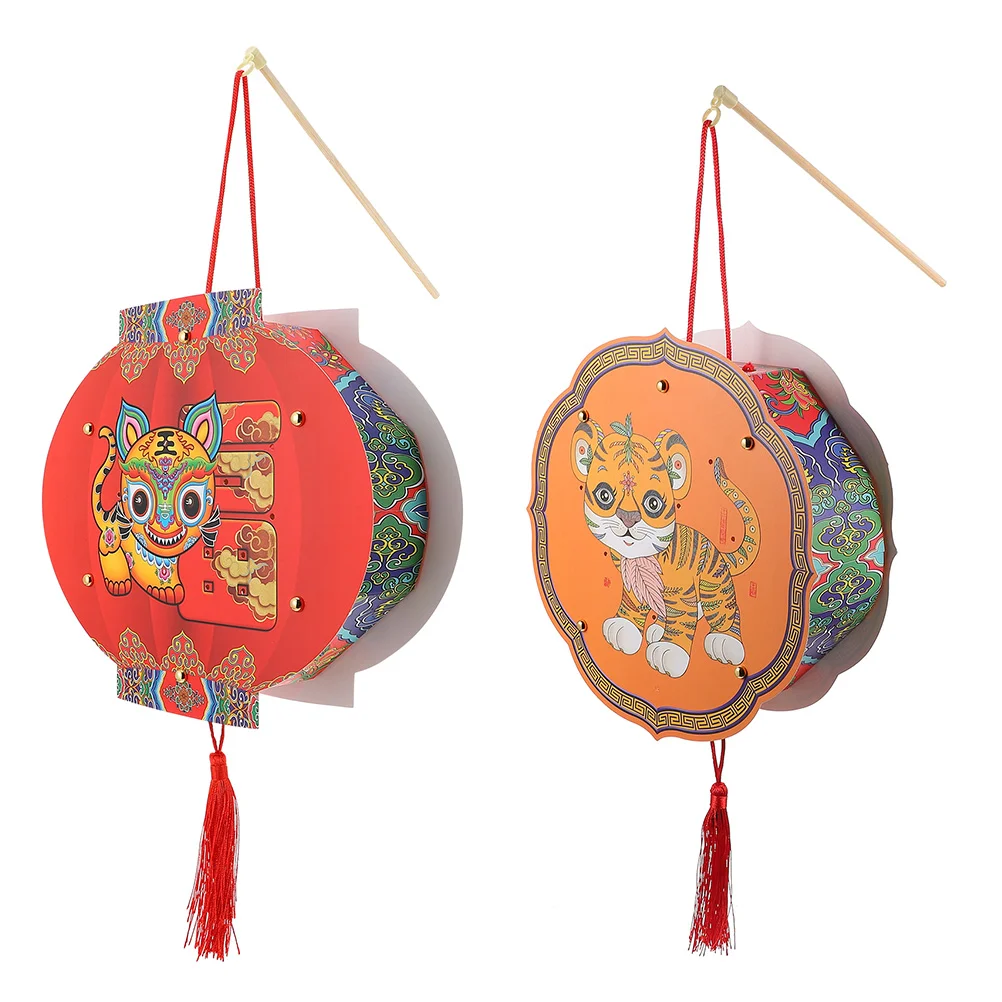 

2 шт. «сделай сам», карманные бумажные фонари с изображением тигра, праздничные фонари