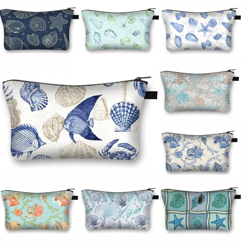 

Shining Sea Conch Drawing Print Cosmetic Case Women Makeup Bags For Travel Cute Make Up Pouch Wedding Best Gift