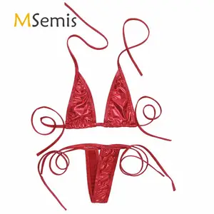Сексуальный женский купальник-бикини, купальный костюм, топ с лямкой на шее и стринги, стринги, нижнее белье, летняя пляжная одежда, купальный костюм, одежда