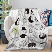 yaoola cute cartoon hedgehog flannel blanket all season soft cozy plush bed throw fit bedroom living room sofa couch bedding of