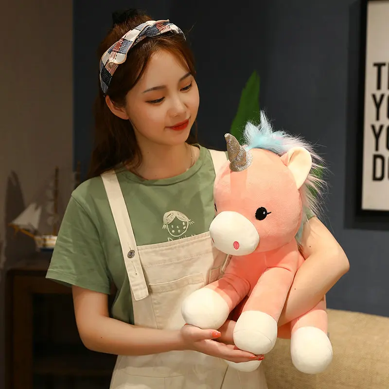 1pc 28-45cm Cute Pink Unicorn Plush Toy Little Flying Horse Doll Children's Sleeping Birthday Gift For Children - купить по