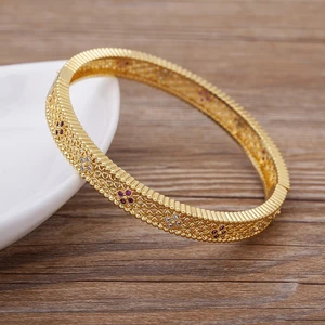 AIBEF Luxury Crystal Women Hand Bracelets Hollow-Carved Design Copper CZ Bangles for Wedding Engagement Jewlry Droshipping
