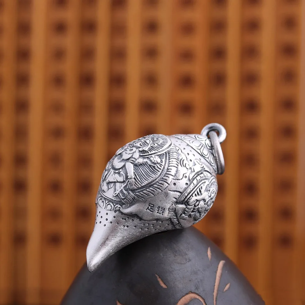 Кулон ракушка в буддистском стиле мужской винтажное ожерелье из чистого серебра