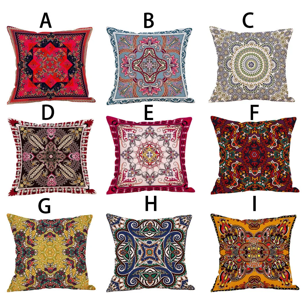 Винтажная цветная наволочка с геометрическим узором для автомобиля и офиса #