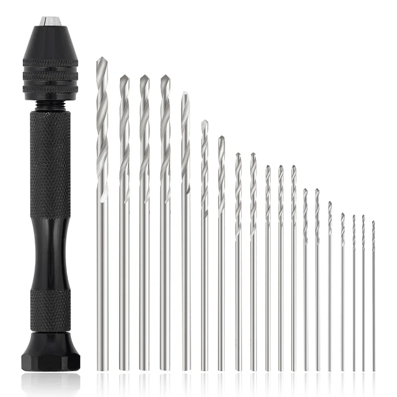 

COMOWARE Pin Vise Hand Drill 20 Pcs Mini Drill Bits Set Hand Drill for Jewelry Making Precision Manual Micro Drill Bits for DIY