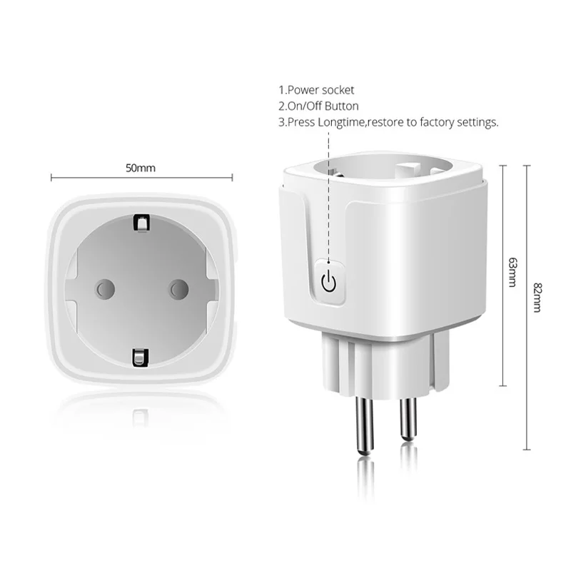 

WiFi smart plug EU 16A socket for use with Alexa Google Home Tuya SmartLife App Remote voice control power monitoring timer