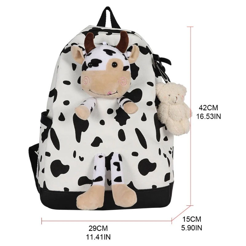 

Women Men Cow Print Backpack Students Schoolbag Large Daypack Rucksuak