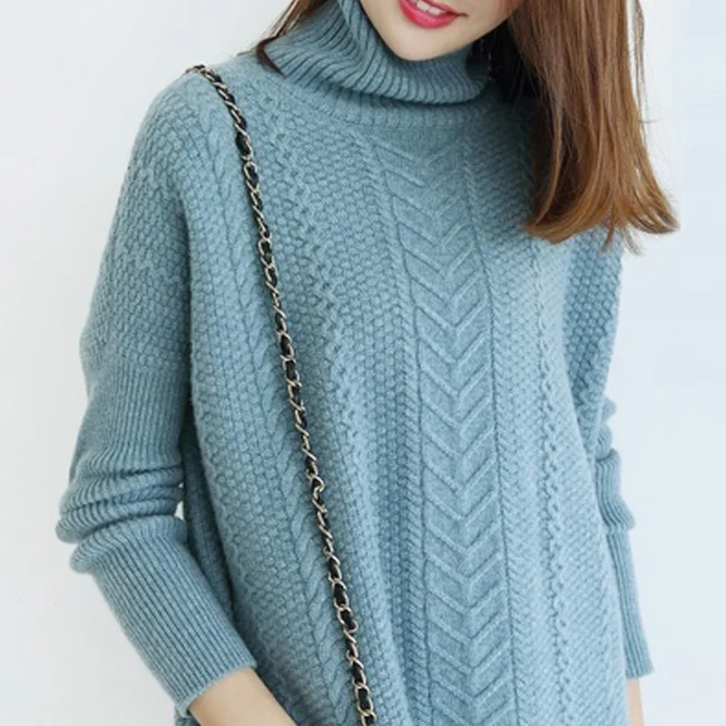 Новинка Осень-Зима стильный плотный свободный кашемировый свитер женский