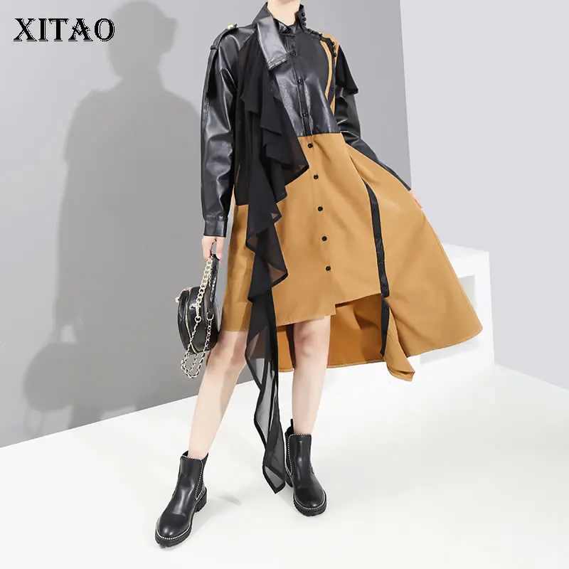 XITAO платье с асимметричным подолом оборками женская одежда 2019 одной грудью в