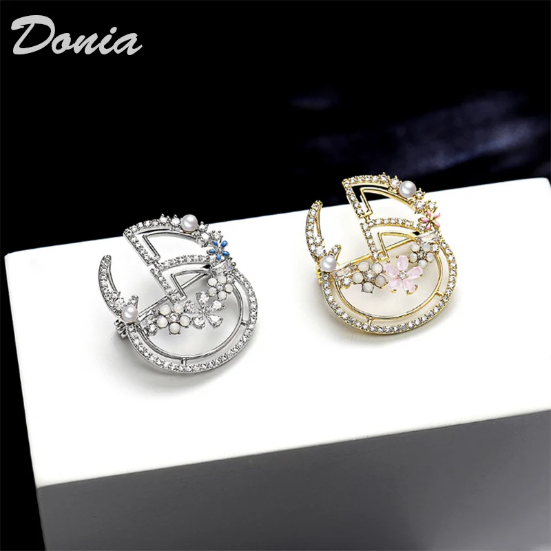 Donia jewelry Fashion high-end Korean brooch ladies hollow letter brooch AAA zircon clothing collar needle scarf pin