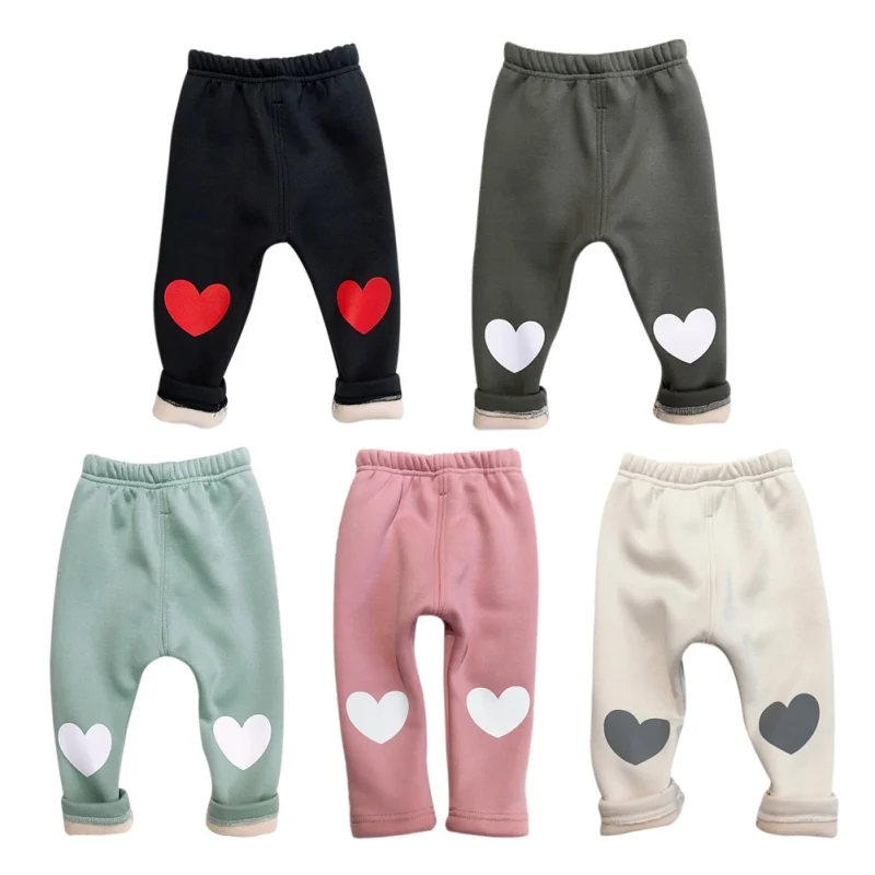 Леггинсы для маленьких девочек детские штаны Осень зима с принтом сердечек