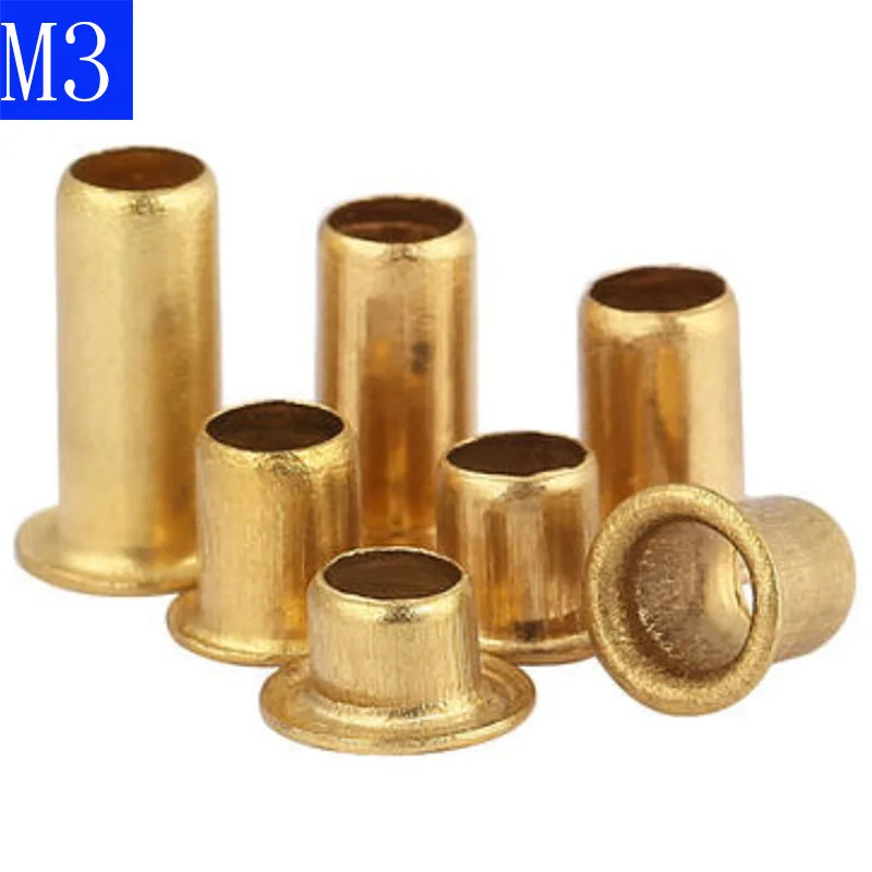 

M3 Copper Brass Vias Rivet Nuts Through Hole Rivets Hollow Grommets 3mm DIN 7340 GB 876