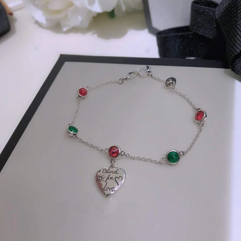 

Women classic charm Turquoise Love Meaningless Bracelet S925 Sterling silver Jewelry Original Luxury brands high quality Logo