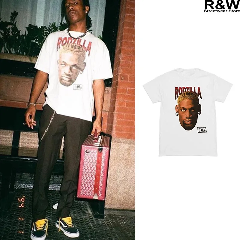 Dennis Rodman vintage t shirt men women hiphop streetwear boy basketball clothes mob astroworld cotton