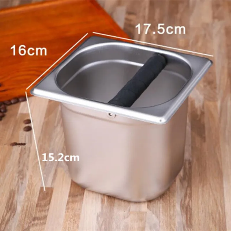 Stainless Steel Espresso Knock Box Container with Rubber Bar for Coffee Machine