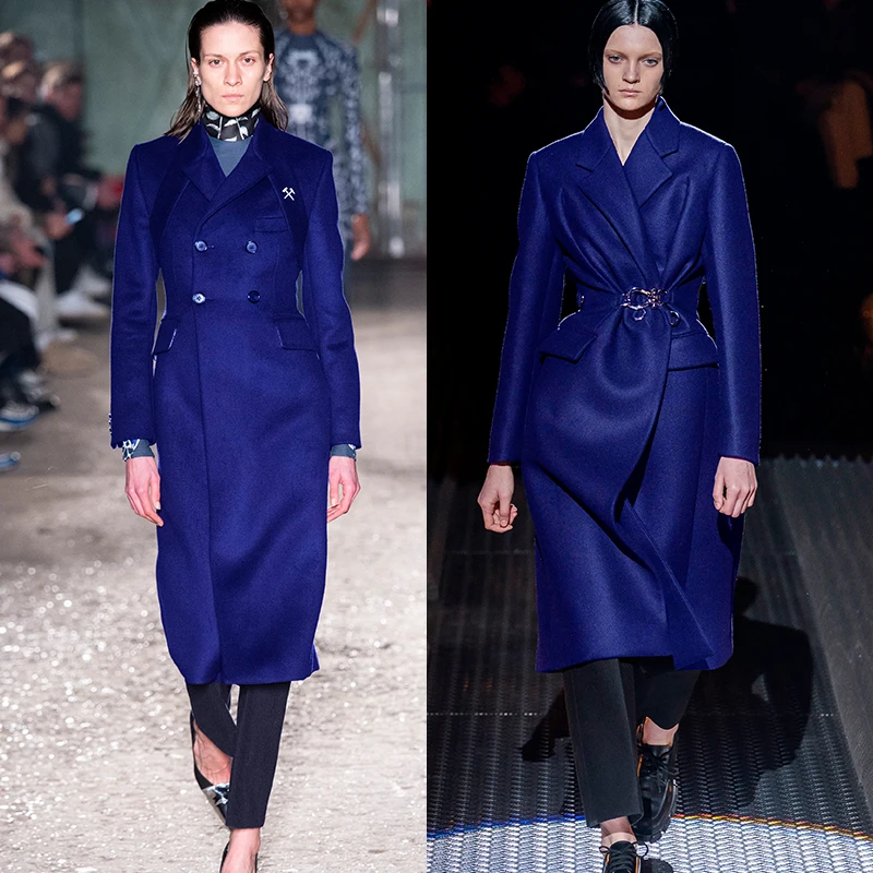 

Sapphire Blue High Gloss Quality Overcoating Cashmere Wool Fabrics Materials Winter Women Overcoat Cloth Freeshipping
