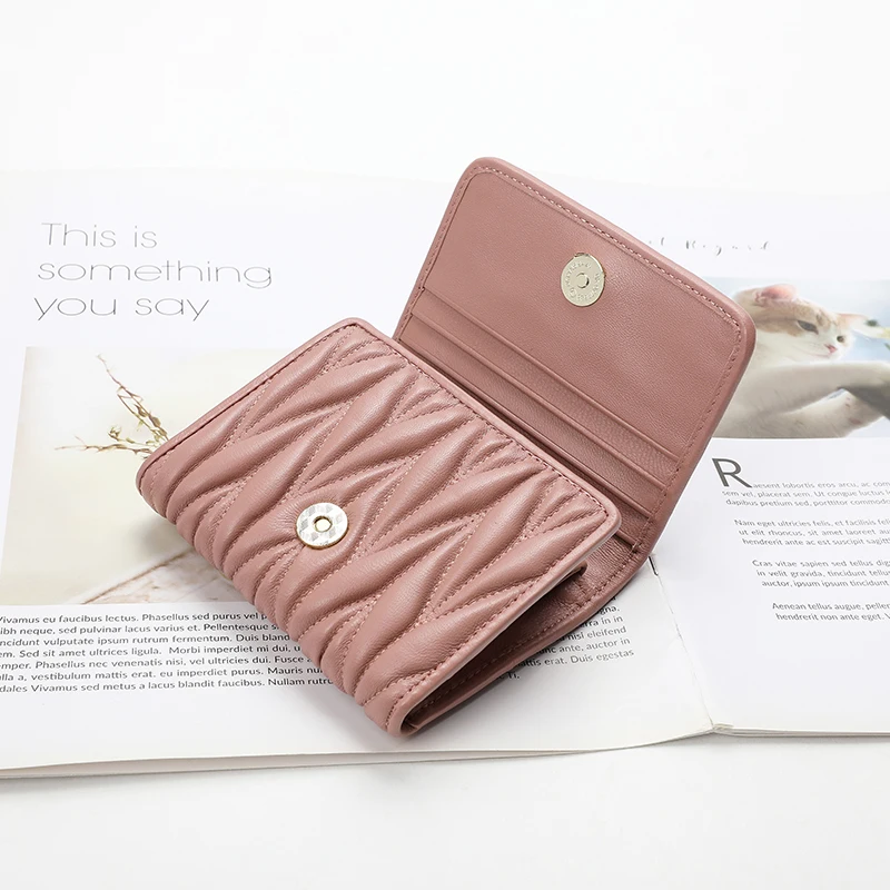 chsanato new fashion women wallets brand designer short wallet purse sheepskin ruffles card holders hasp coin purses hot free global shipping