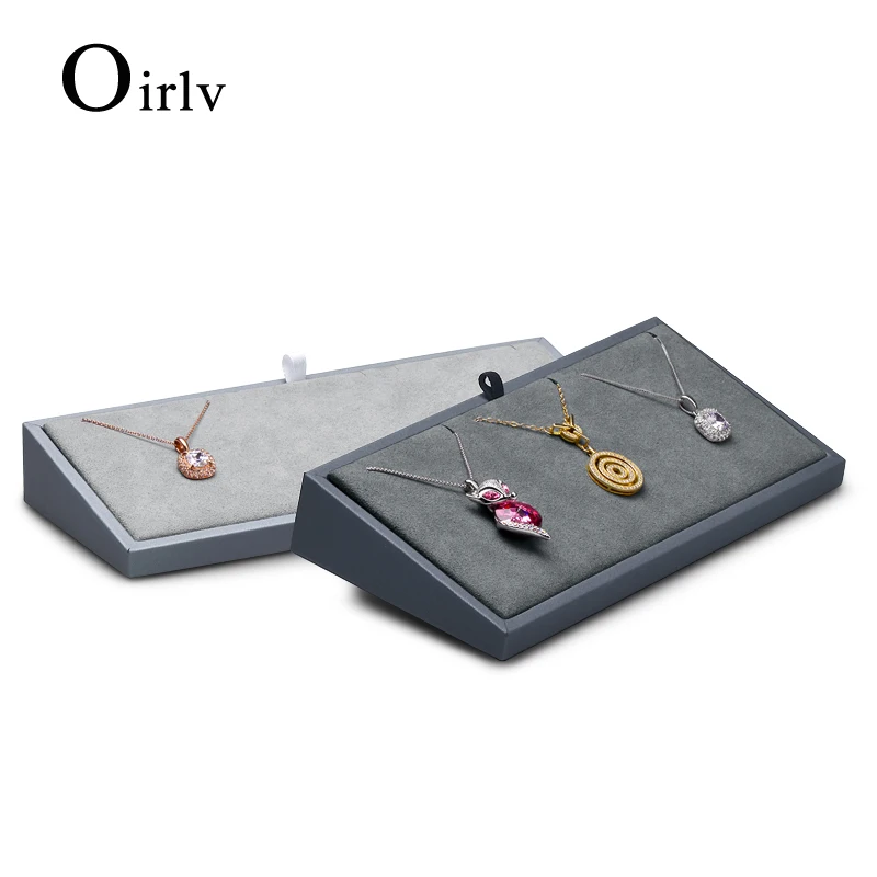 

Oirlv PU Leather Jewelry Display Stand PU Leather Necklace Organizer Holder Pendant Display Rack Grey Jewelry Storage Packaging