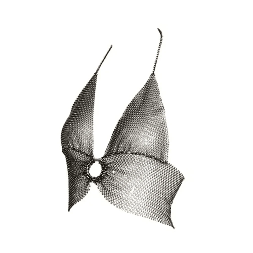 Женский клубный Топ со стразами привлекательный сетчатый бюстгальтер майка на