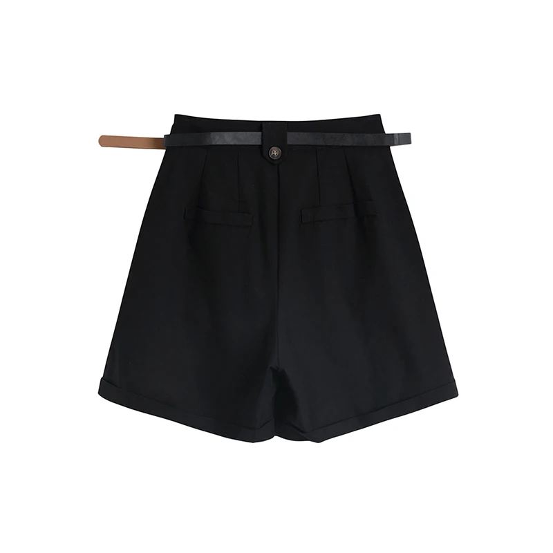 

High Waist Blazer Shorts With Belt Women's Button Office Shorts 2021 Summer Korean Style Casual Loose BF Lady Shorts Streetwear