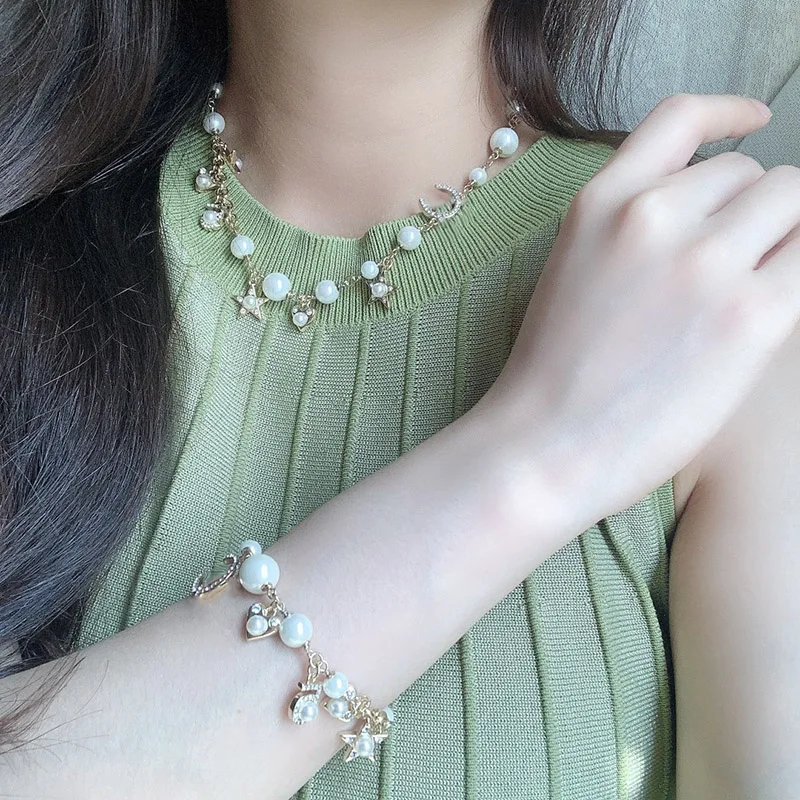 

Оригинальное женское ожерелье из жемчуга и звезды, бриллиантовое ожерелье, браслет, Европейская и американская мода, женское ювелирное изд...