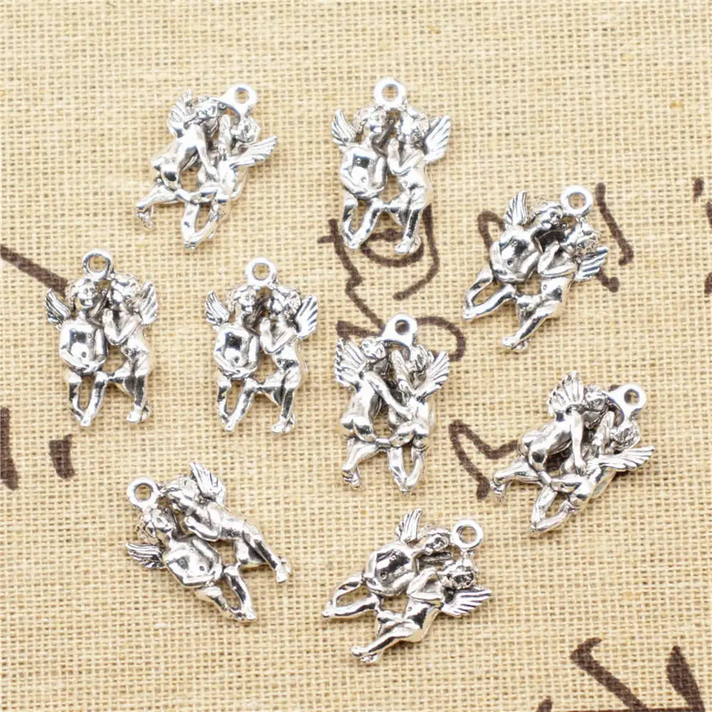 

Angel Charms Supplies For Jewelry Making Kit Antique Silver Color 10pcs 13x21mm