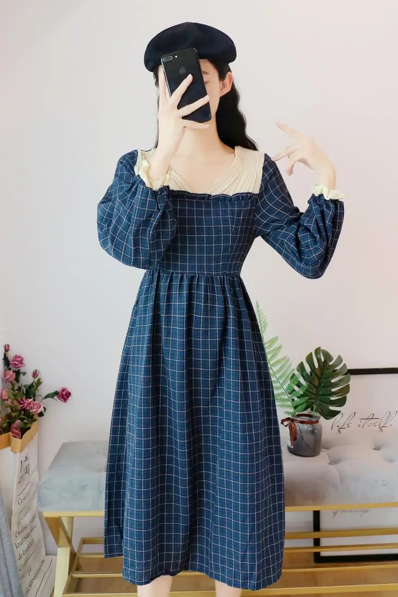 

2020 new fashion women's clothing autumn V-Neck Full Vintage Dresses