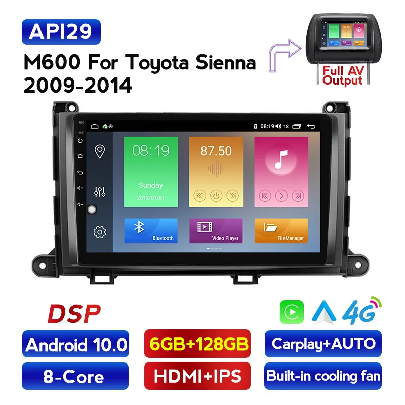 

Android 10 Автомобильный мультимедийный видеоплеер для Toyota Sienna 2009 2010 - 2014 автомобильное стерео 2 din автомобильное радио GPS-навигация Радио 2 din