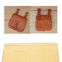 diy leather craft waist bag double layer coin bag sewing pattern 500gsm kraft paper template hollowed stencil 17x15x2cm