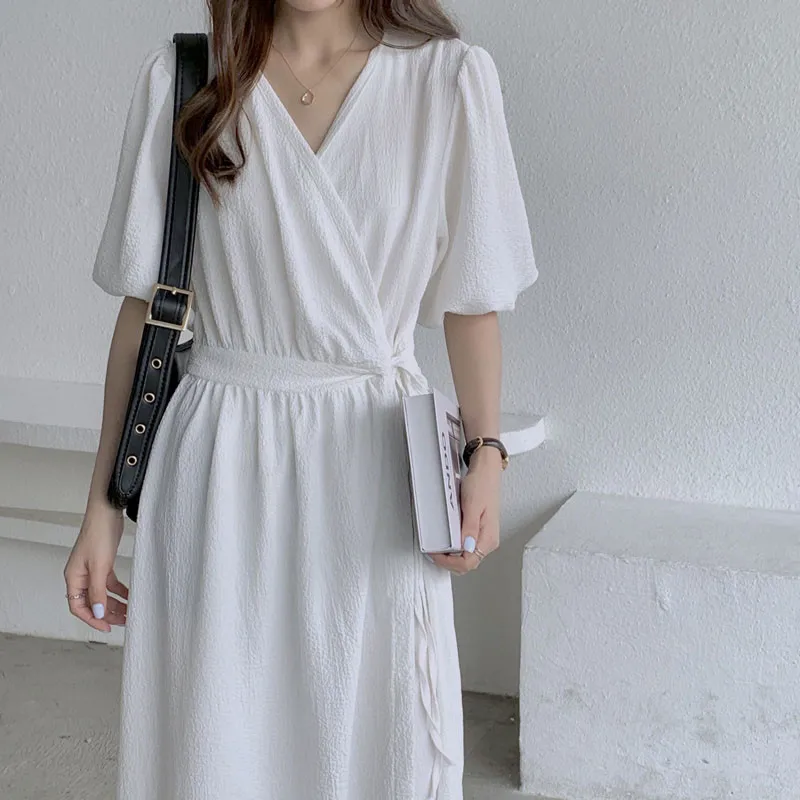 Новинка популярное корейское приталенное платье Hzirip средней длины в стиле ретро