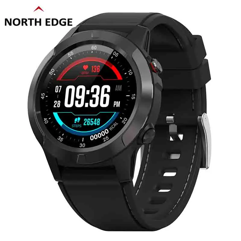 NORTH EDGE GPS Smart Watch Mens Digital Watch Heart Rate Altitude Barometer Compass Smartwatch Men Running Sport Fitness Tracker
