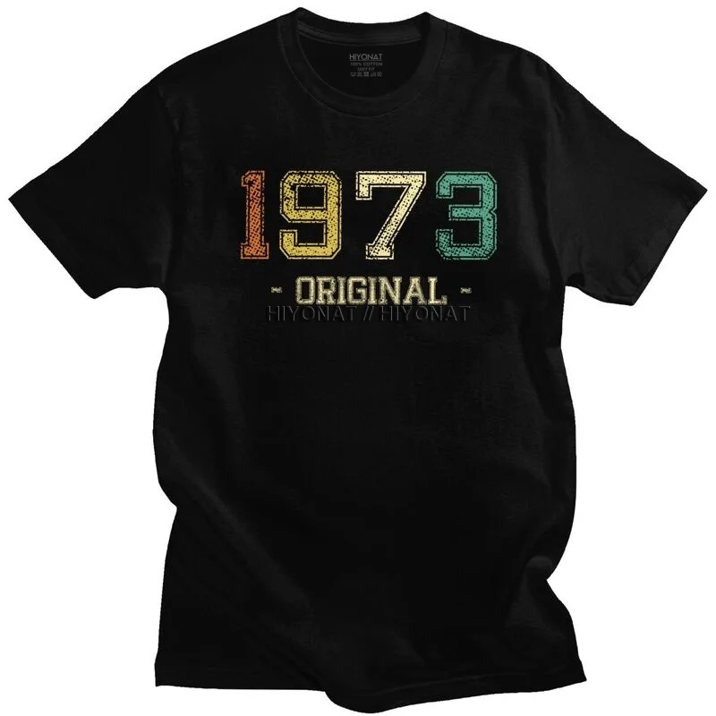 

Funny Vintage Born In 1973 T Shirts Men Short-Sleeve 48 Years Old 48th Birthday T-shirt Printed Tee Tops Soft Cotton Tshirt Gift