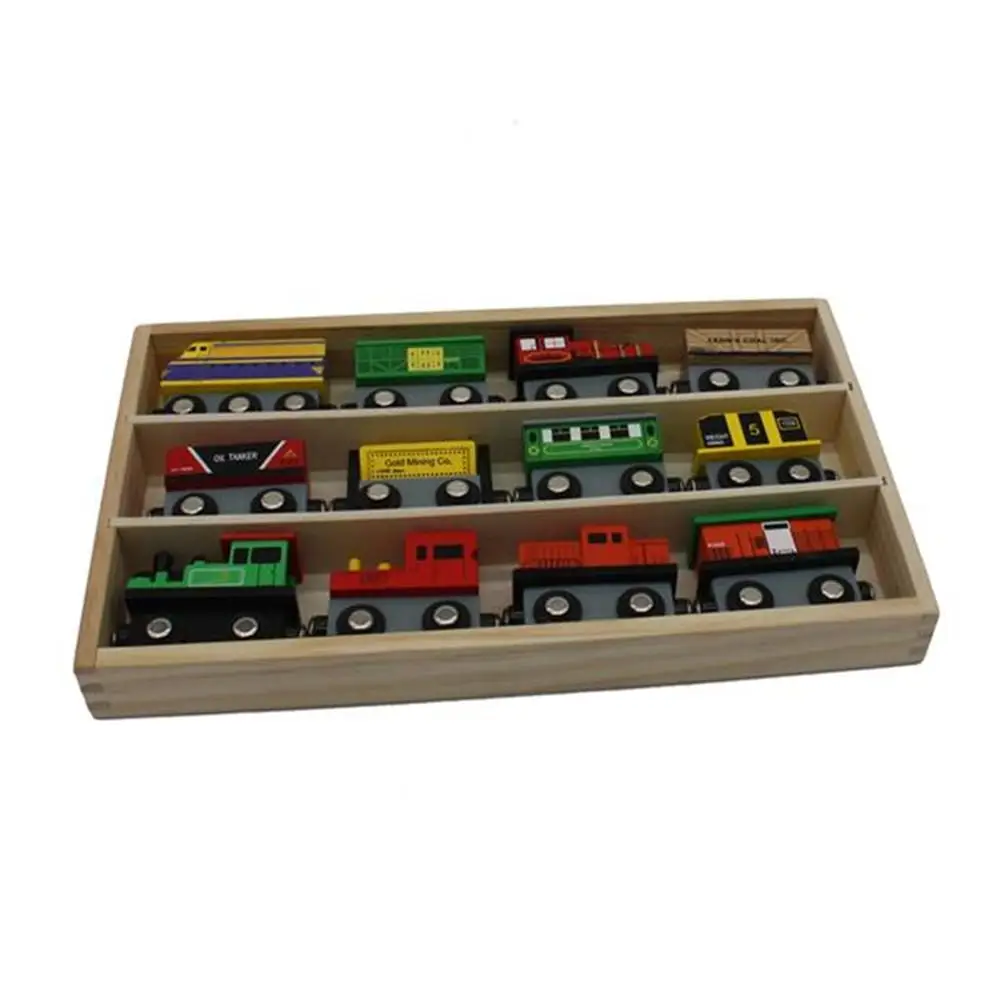 

12pieces Wood Magnetic Train Plane Toy Wooden Railway Helicopter Car Truck Accessories Toy For Kids Fit Wood Set Kids Gift
